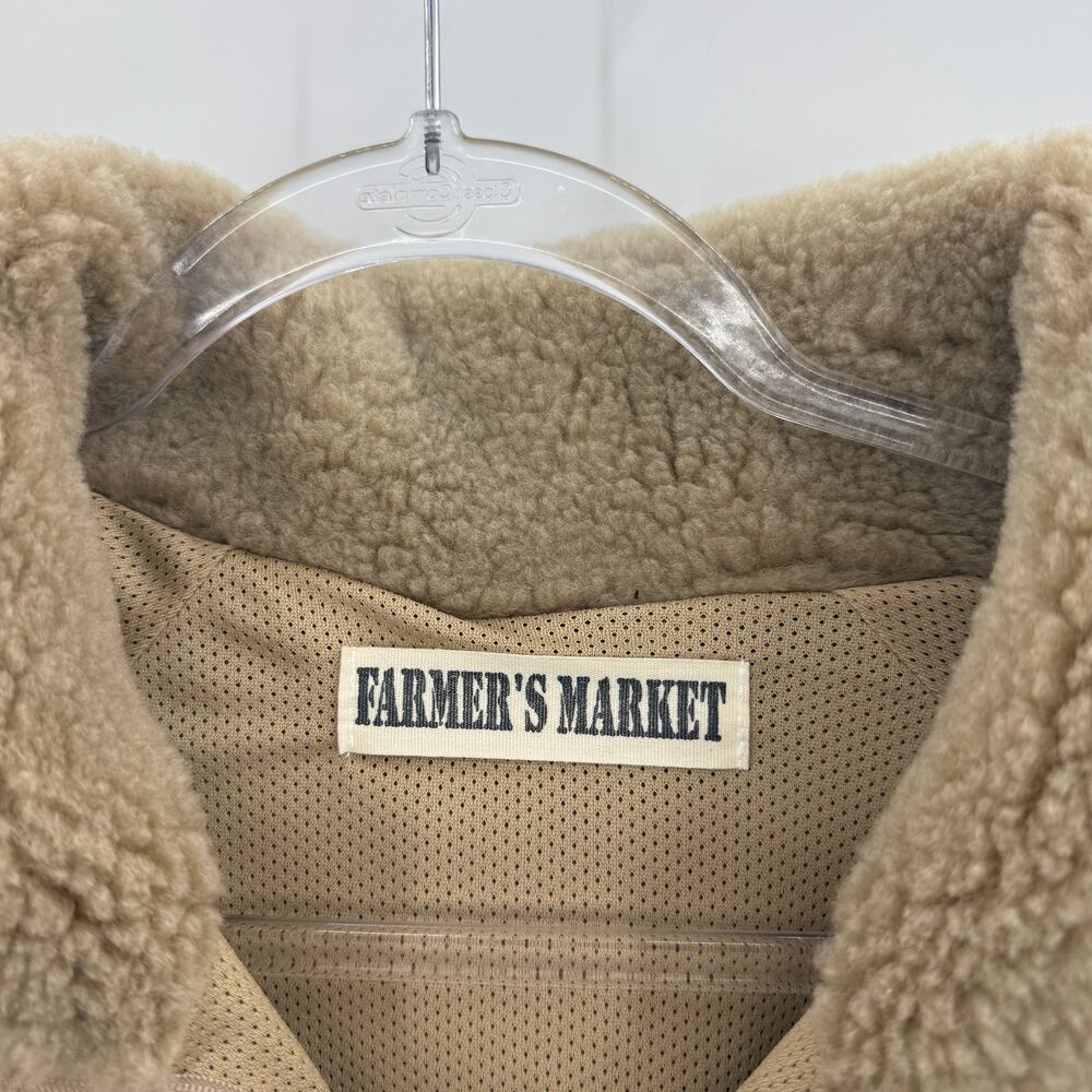 FARMER'S MARKET Mens Fleece Full Zip Jacket Size M Oversized Boxy Cotton Linen - Picture 2 of 7